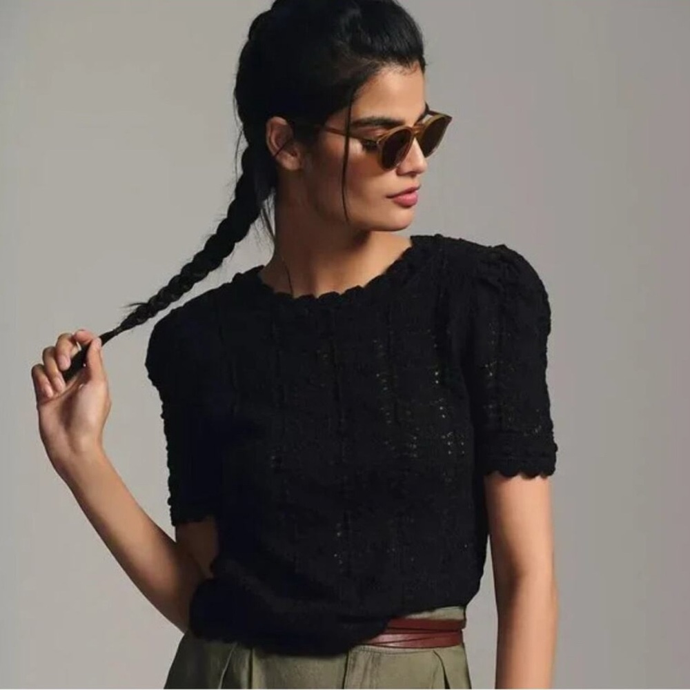Pointelle Sweater Tee by Anthro